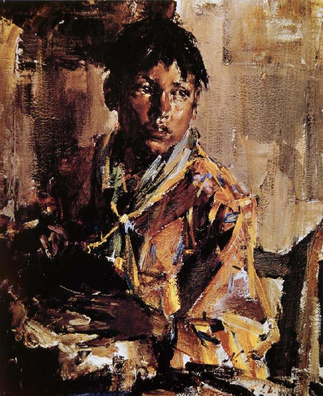 The Indian boy holding the kettle, Nikolay Fechin